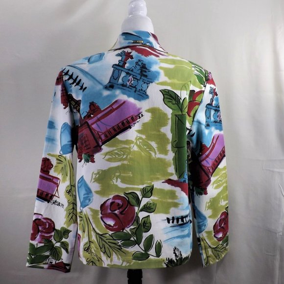 NEW * St John Sport By Marie Gray Colorful Zip Up w Pockets Jacket Windbreaker M - Picture 10 of 16